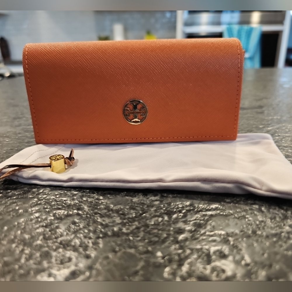 Tory Burch Orange/Gold Sunglasses Case And Cloth